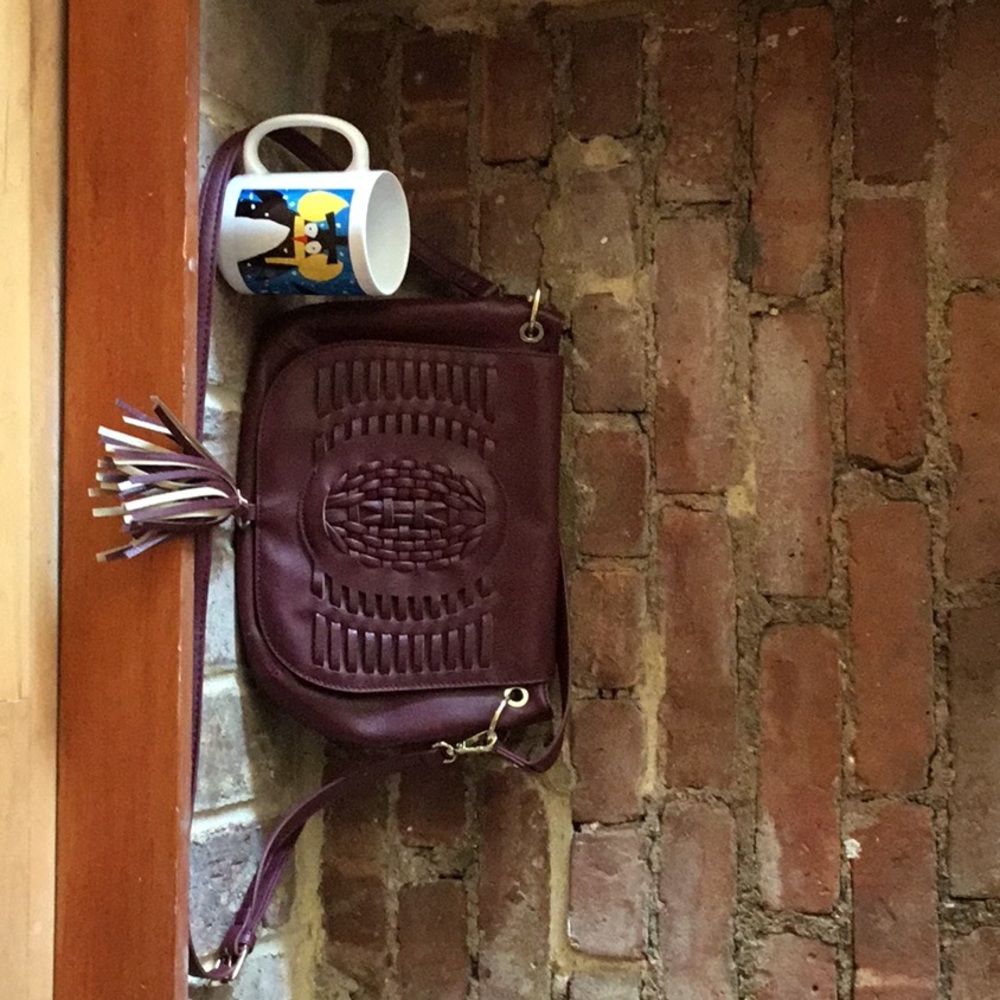 Ox blood vegan leather shoulder bag